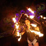 Halfmoon Harmony Beach Party Koh Phangan – fire performer spinning flames at night