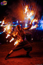 Jungle Experience Party Koh Phangan – fire dancer spinning flames at night