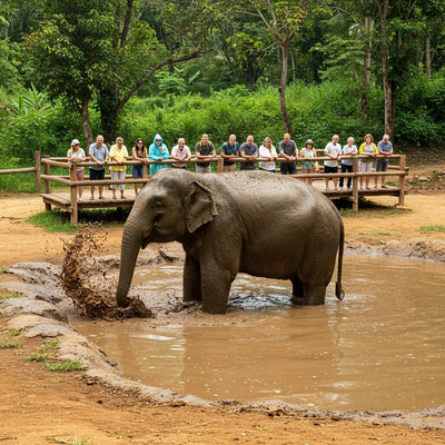 elephant shelter mud bath sanctuary