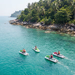 Jet Ski Safari 3 Hours Koh Tan & Pig Island – drone view of jet skis near the rocky coast – TourInKohSamui.com